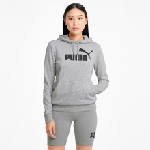 Puma Freizeit Kapuzenpullover Essentials Logo - Baumwolle - hellgrau Damen